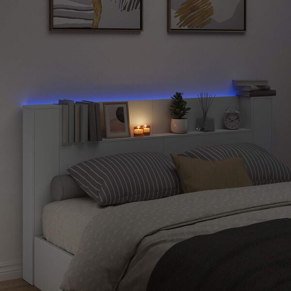 vidaXL Kopfteil mit Regal Wei&szlig; 180 x 16,5 x 103,5 cm Holzwerkstoff