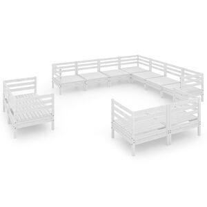 vidaXL 11-tlg. Garten-Lounge-Set Massivholz Kiefer Wei&szlig;
