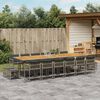 vidaXL 17-tlg. Garten-Essgruppe mit Kissen Grau Poly Rattan