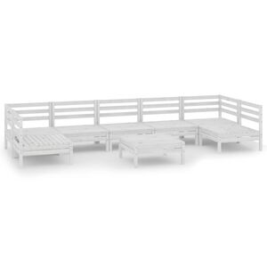 vidaXL 8-tlg. Garten-Lounge-Set Wei&szlig; Massivholz Kiefer