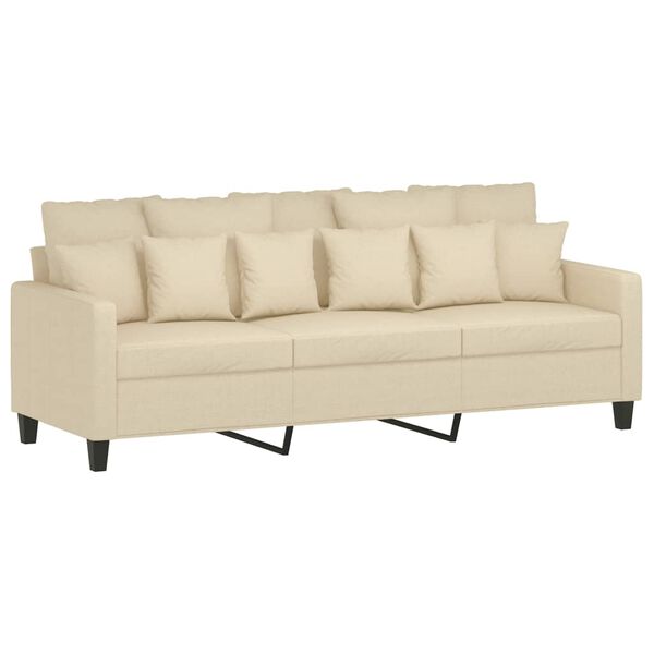 vidaXL 3-Sitzer-Sofa mit Hocker Creme 180 cm Stoff