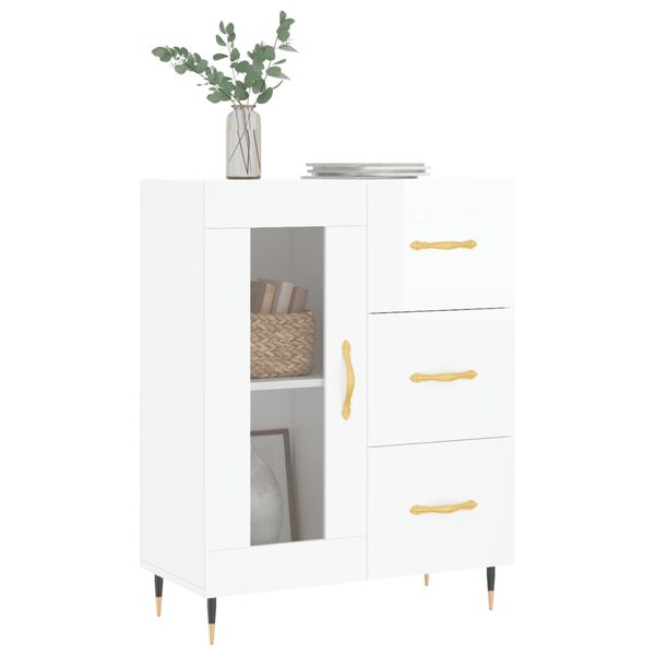 vidaXL Sideboard Hochglanz-Weiß 69,5x34x90 cm Holzwerkstoff