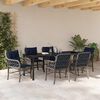 vidaXL Garten Essgruppe mit Kissen 7 pcs Grau und Schwarz Rattan