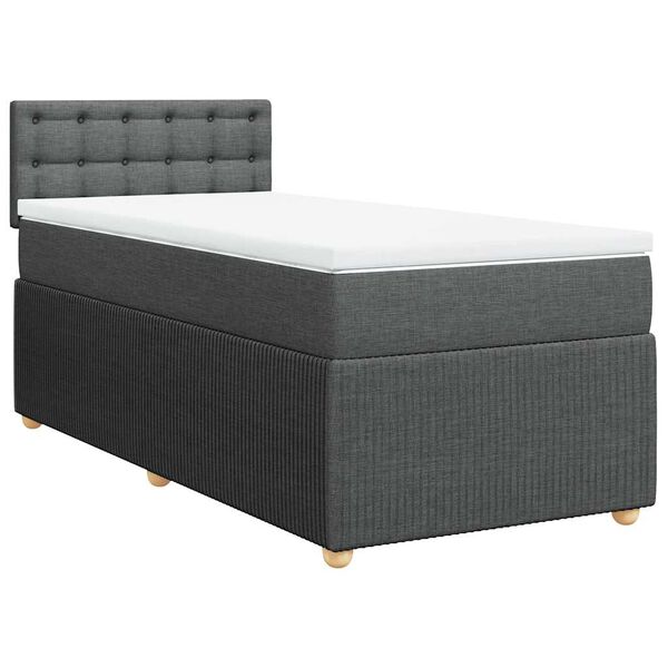 vidaXL Boxspringbett mit Matratze Dunkelgrau 100x200 cm Stoff