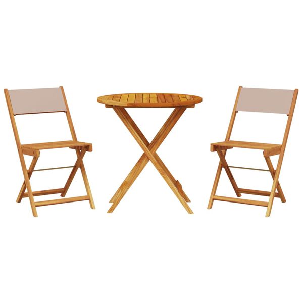 vidaXL 3-tlg. Bistro-Set Taupe Stoff und Massivholz