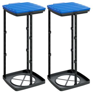 vidaXL M&uuml;llsackst&auml;nder 2 Stk. Schwarz und Blau 60 L PP