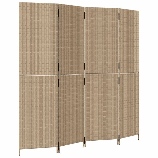 vidaXL Paravent 4-tlg. Beige Poly Rattan