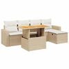 vidaXL 6-tlg. Garten-Sofagarnitur mit Kissen Beige Poly Rattan