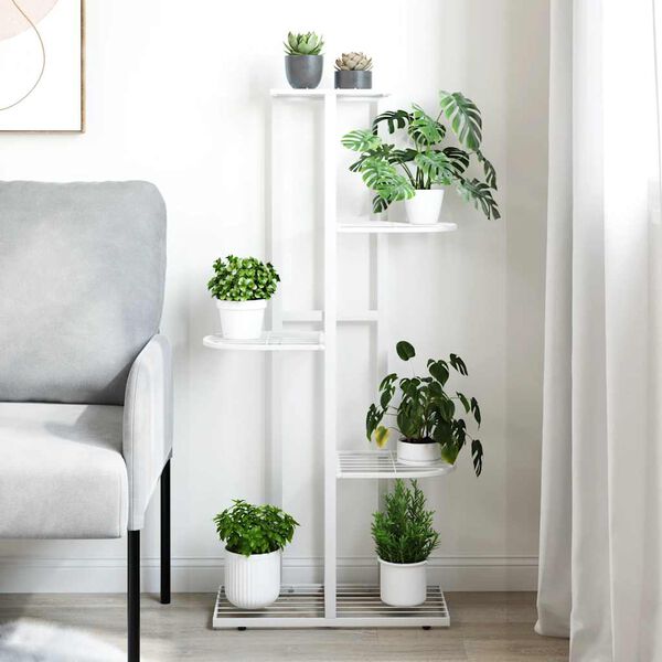 vidaXL Blumenst&auml;nder 5-Etagen 43x22x98 cm Wei&szlig; Metall