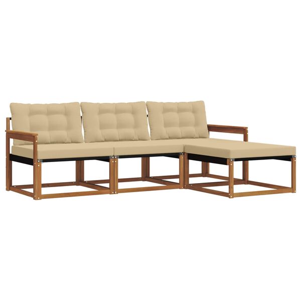vidaXL Outdoor-Sofagarnitur mit Kissen 4 pcs Natur und Beige