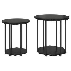 vidaXL Beistelltisch-Set mit Regal 2 pcs Schwarz Eichen-Optik