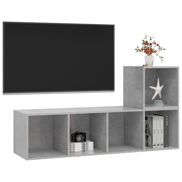 vidaXL 2-tlg. TV-Schrank-Set Betongrau Holzwerkstoff