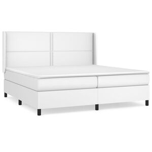 vidaXL Boxspringbett mit Matratze Wei&szlig; 200x200 cm Kunstleder