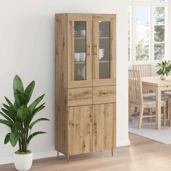 vidaXL Highboard mit Schubladen 2 pcs Artisan-Eiche Holzwerkstoff