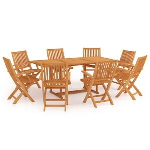 vidaXL 9-tlg. Garten-Essgruppe Massivholz Teak