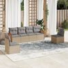 vidaXL 6-tlg. Garten-Sofagarnitur mit Kissen Beige Poly Rattan