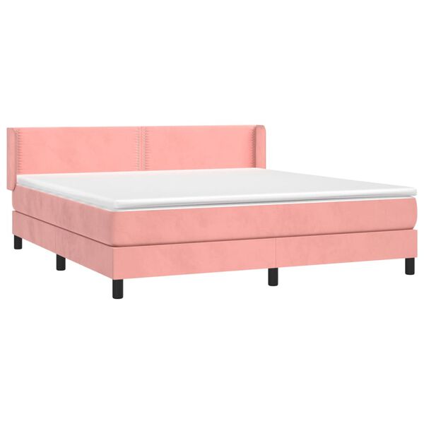 vidaXL Boxspringbett mit Matratze Rosa 160x200 cm Samt