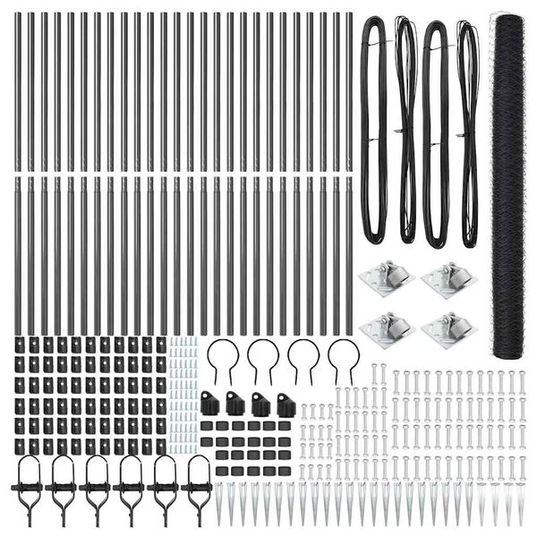 vidaXL Zaunpfosten Grau 50 x 1,6 m (36 mm Gitter) Stahl und PVC