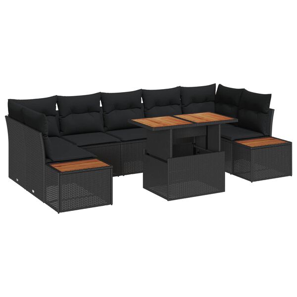 vidaXL Garten Essgruppe mit Kissen mit Kissen 8 pcs Schwarz und Braun