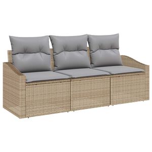 vidaXL Gartensofa-set mit Kissen 3 pcs Beige und Hellgrau Poly-Rattan