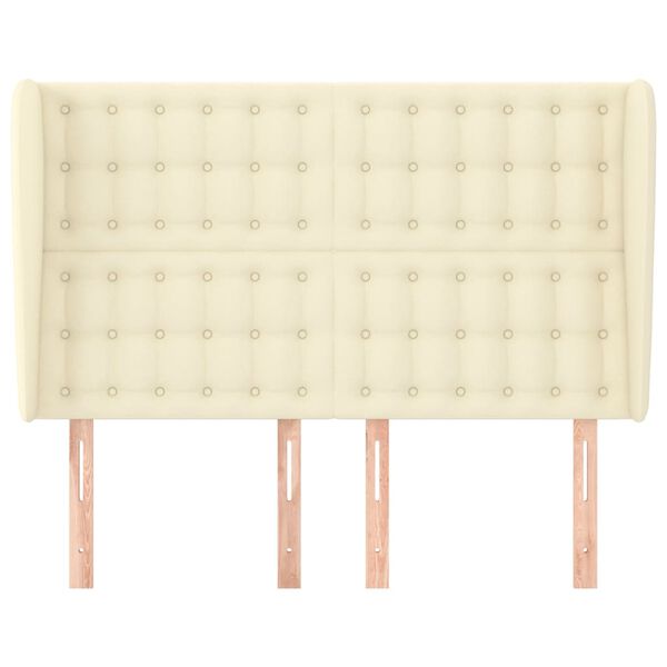 vidaXL Kopfteil mit Ohren Creme 147x23x118/128 cm Kunstleder