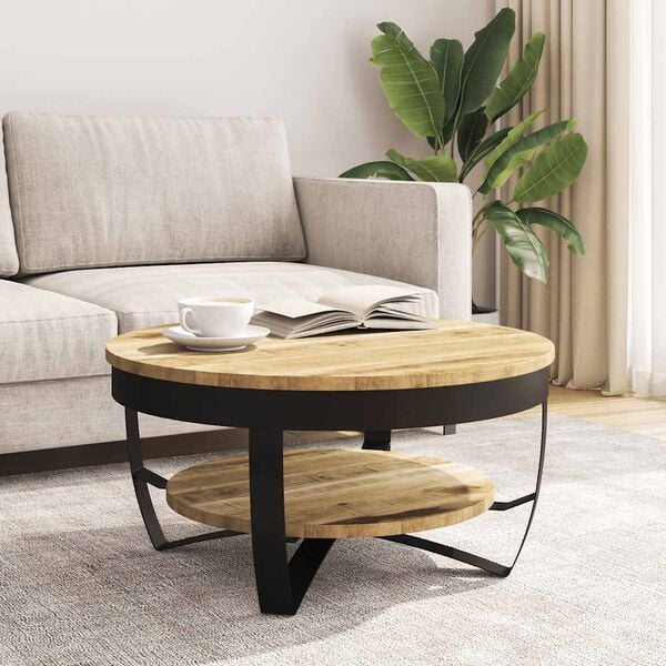 vidaXL Couchtisch Raues Massives Mangoholz 65x32 cm