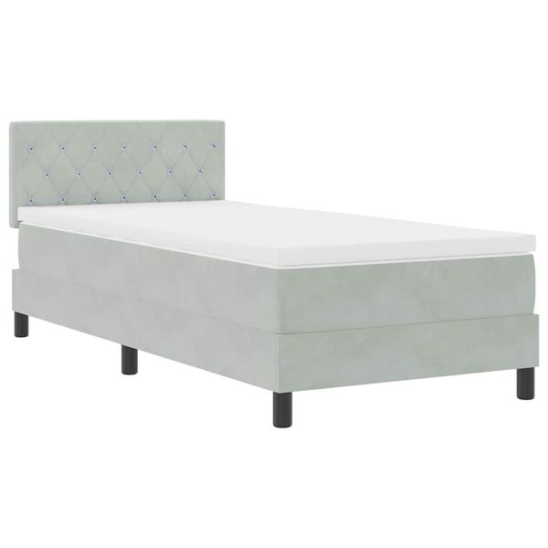 vidaXL Boxspringbett mit Matratze Hellgrau 90 x 190 cm Samt
