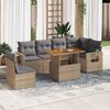 vidaXL 7-tlg. Garten-Sofagarnitur mit Kissen Beige Poly Rattan