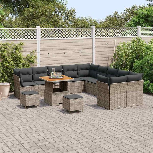 vidaXL Gartensofa-set 13 pcs Grau Poly-Rattan