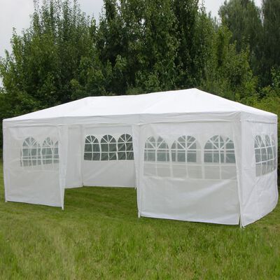 HI Pavillon mit Seitenwänden 3 x 6 m Weiß