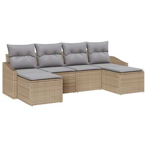 vidaXL Sofa Set mit Kissen 6 pcs Beige Poly-Rattan