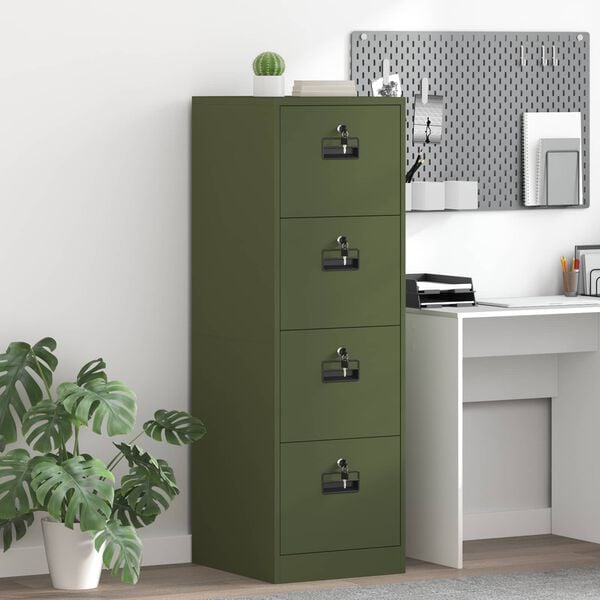 vidaXL Aktenschrank mit Schubladen 2 pcs Olive Gr&uuml;n 44 x 50 x 139 cm