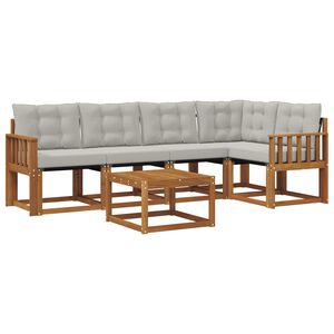 vidaXL Outdoor-Sofagarnitur mit Kissen 6 pcs Nat&uuml;rlich und Hellgrau
