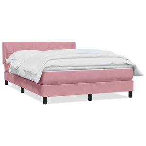 vidaXL Boxspringbett mit Matratze Rosa 160x210 cm Samt