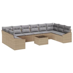 vidaXL Gartensofa-set mit Speicher Beige und Hellgrau Poly-Rattan