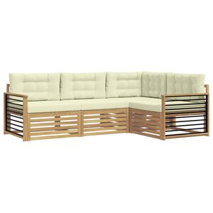 vidaXL Outdoor-Sofagarnitur 5 stk. Wei&szlig; und Creme Polyester