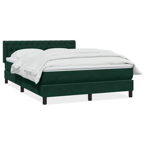 vidaXL Boxspringbett mit Matratze Dunkelgr&uuml;n 160x220 cm Samt