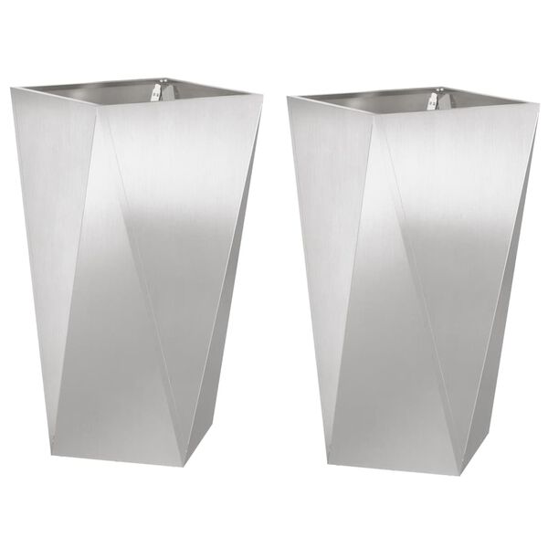 vidaXL Pflanzk&uuml;bel 2 pcs Silber 40 x 40 x 75 cm Edelstahl