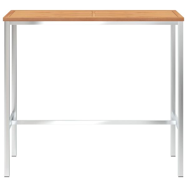 vidaXL Bartisch 120x60x105 cm Massivholz Teak und Edelstahl