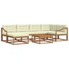 vidaXL Outdoor-Sofagarnitur mit Kissen 7 pcs Natur und Creme