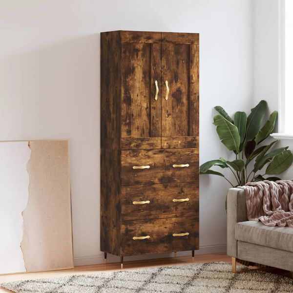 vidaXL Highboard Räuchereiche 69,5x34x180 cm Holzwerkstoff