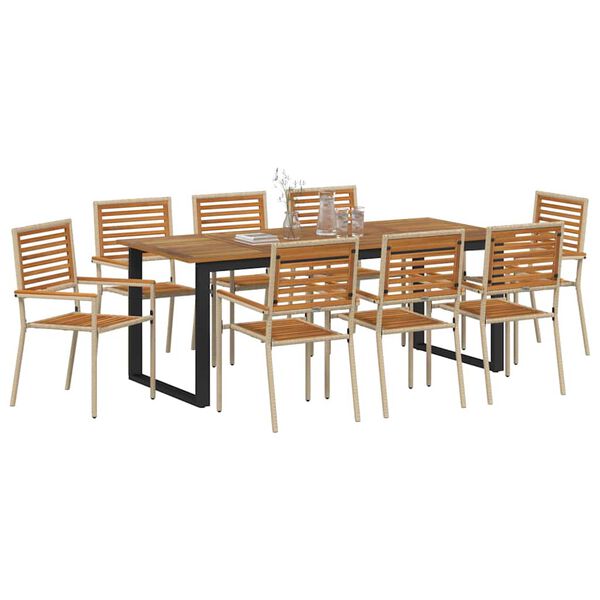 vidaXL Garten Essgruppe 9 pcs Beige Massivholz Akazie