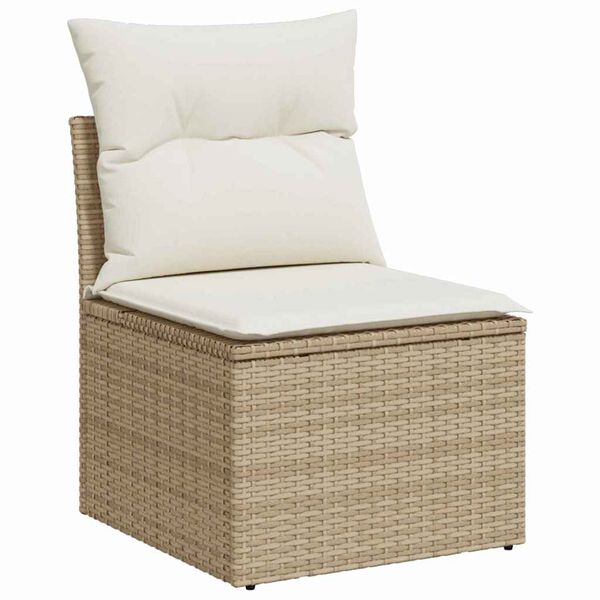 vidaXL Sofa Set mit Kissen 3 pcs Beige und Creme Poly-Rattan