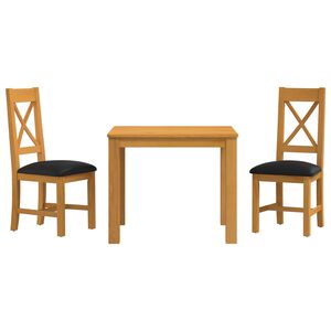 vidaXL Essgruppe 3 stk. Schwarz Massivholz Eiche
