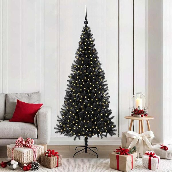 vidaXL Weihnachtsbaum mit 300 LEDs mit St&auml;nder Schwarz 180 cm PVC