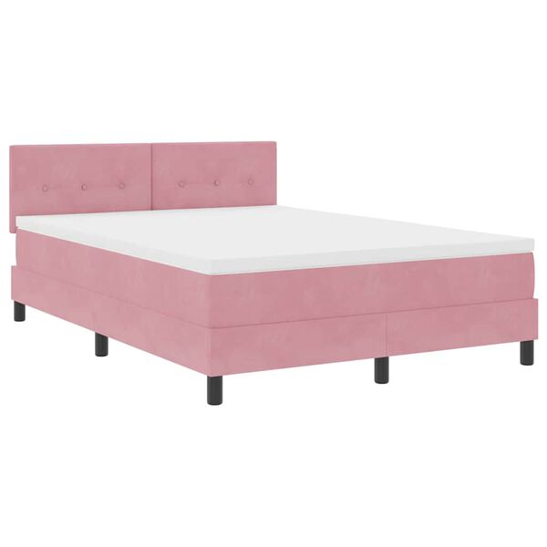 vidaXL Boxspringbett mit Matratze mit Kopfteil Rosa 140 x 200 cm Samt