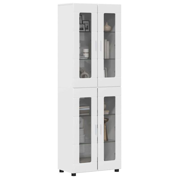 vidaXL Highboard FLORIN Hochglanz Wei&szlig; 60 x 35 x 182 cm Holzwerkstoff