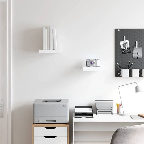 vidaXL Schweberegale 2 Stk. Hochglanz-Wei&szlig; 23x23,5x3,8 cm MDF