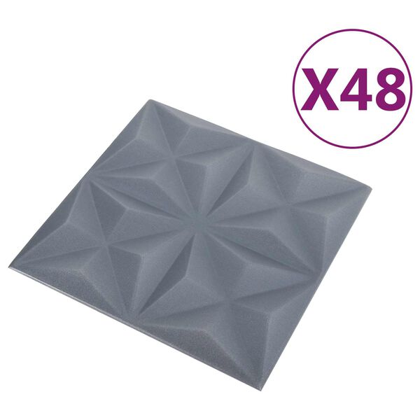 vidaXL Wandpaneele 48 pcs Origami Grau 50 x 50 cm XPS Schaum