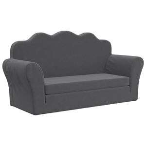 vidaXL Kinder-Schlafsofa 2-Sitzer Anthrazit Weicher Pl&uuml;sch